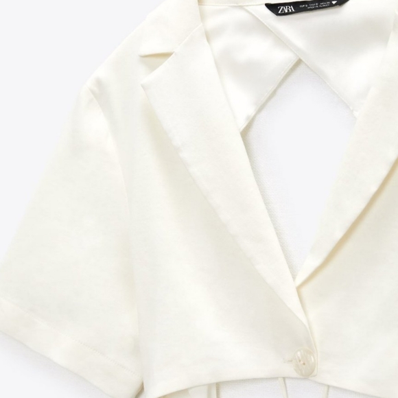 NWT Zara Oyster Cutout Linen Blend Dress, Size L - Picture 9 of 11